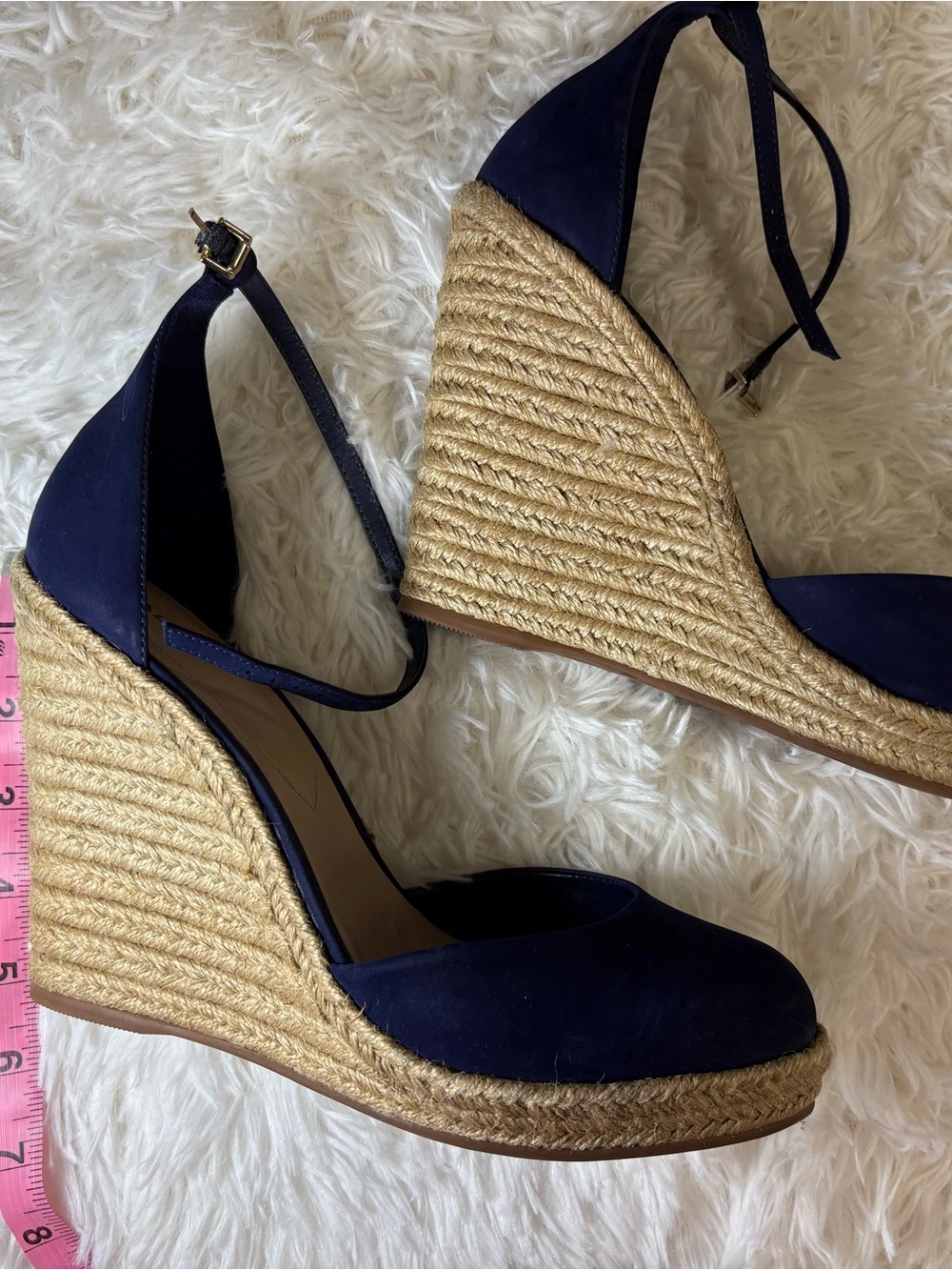 Aldo Nasua Navy Blue Platform Wedge Espadrilles